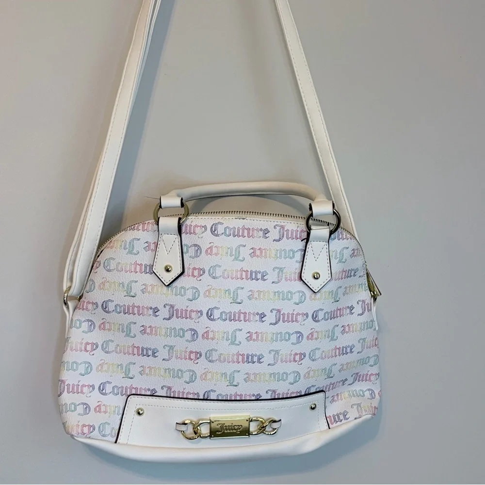 Juicy Couture White Satchel with Colorful Logo